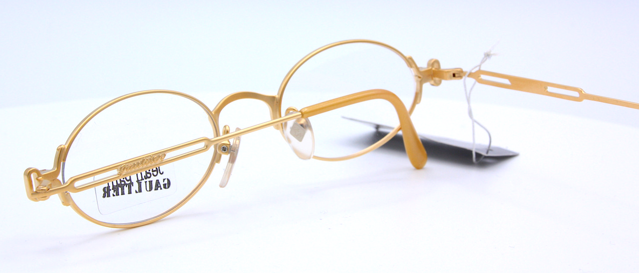 Vintage Gold Plated Oval Glasses By Jean Paul Gaultier 7109 Designer Eyewear 47mm Lens Size