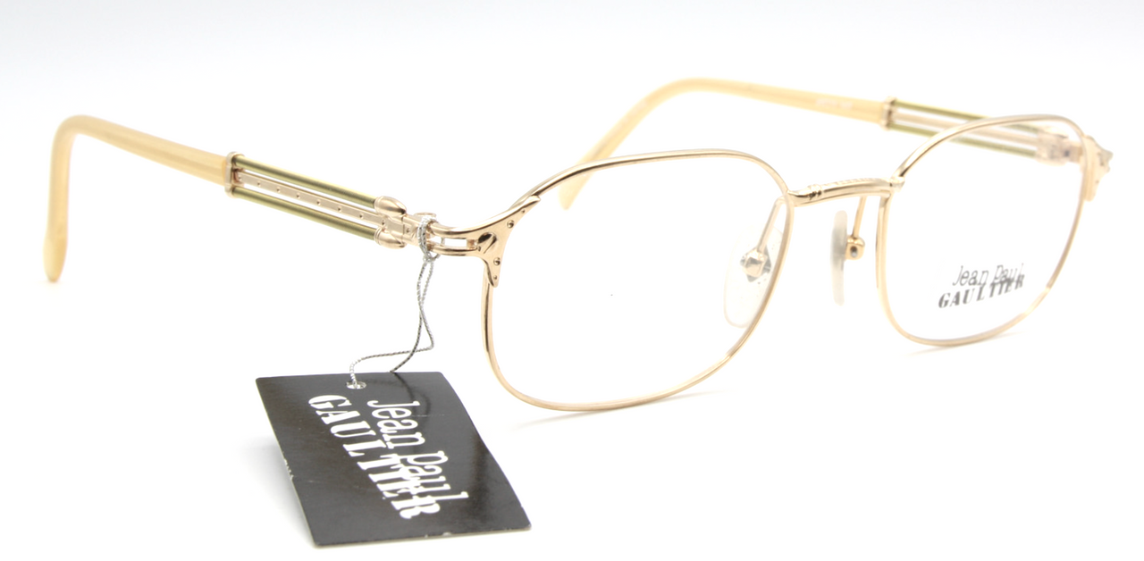 Vintage Jean Paul Gaultier 55-5107 Gold Rectangular Eyewear At The Old Glasses Shop Ltd