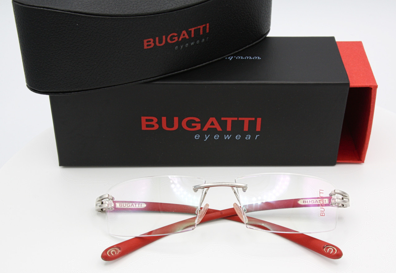 Vintage Bugatti 465 Rectangular Rimless Spectacles New & Unworn With a 57mm Lens Size