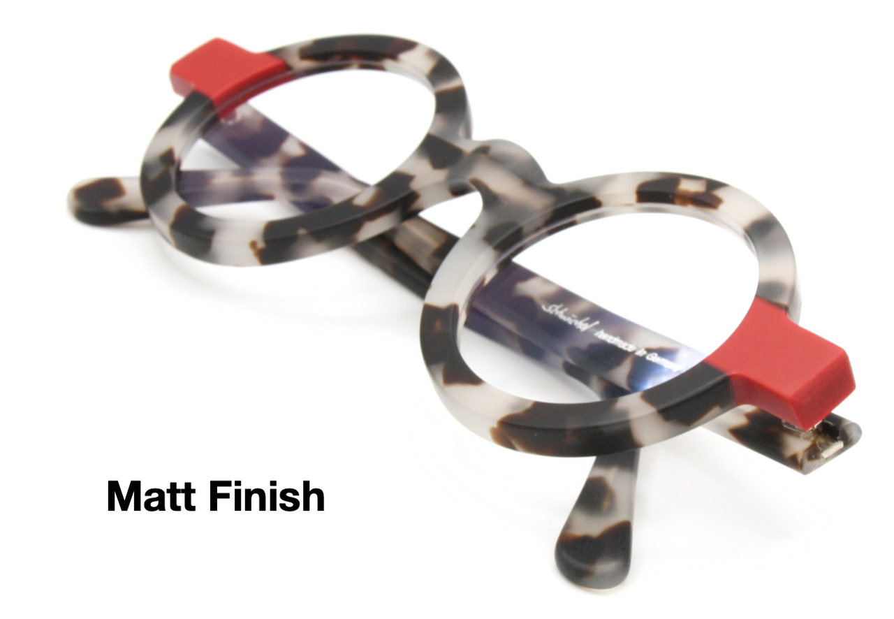 Round Eyewear Tortoiseshell Effect Schnuchel 4030 Red Hand Made In Germany 37mm or 43mm Lens Size