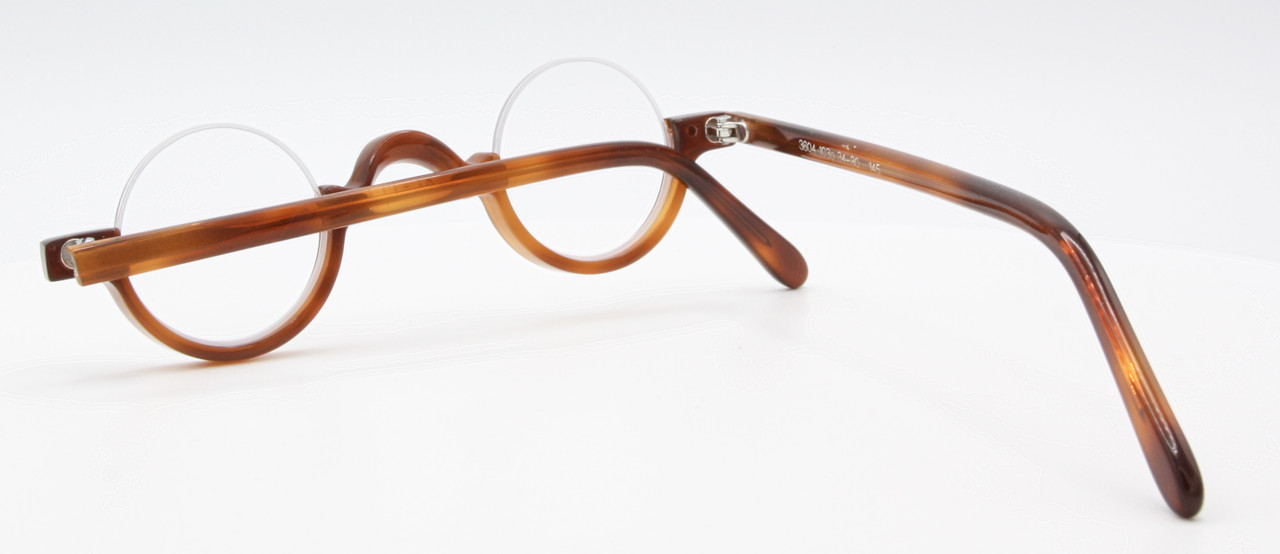 Round Lower Half Rim Eyeglasses By Schnuchel 3604 Light Brown Acetate ...