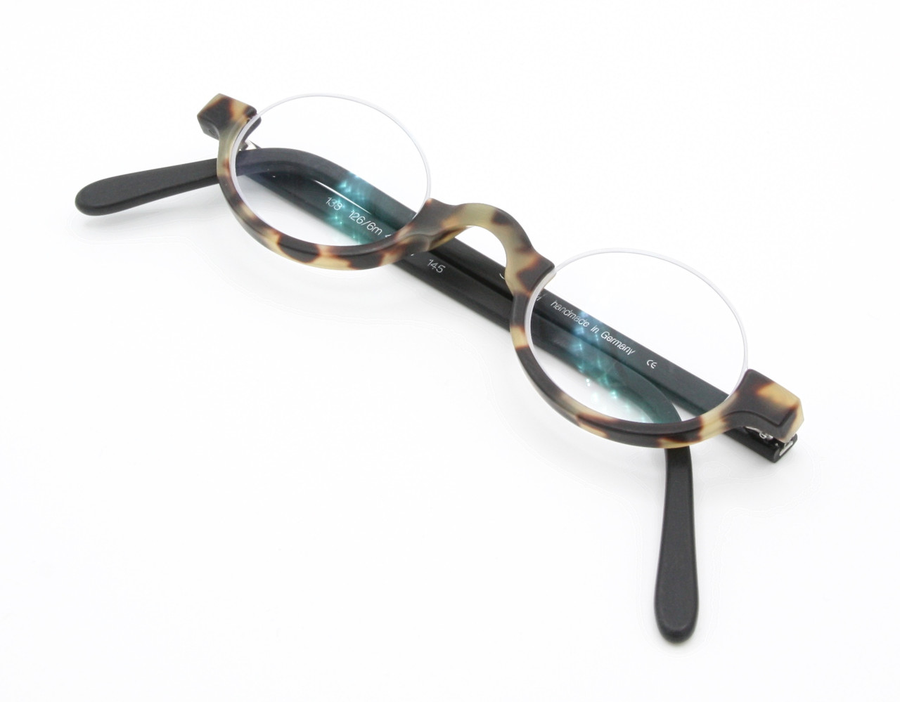 Reading Glasses Handmade By Schnuchel 138 Lower Half Oval Matt Tortoiseshell Effect Spectacles 40mm Eye Size