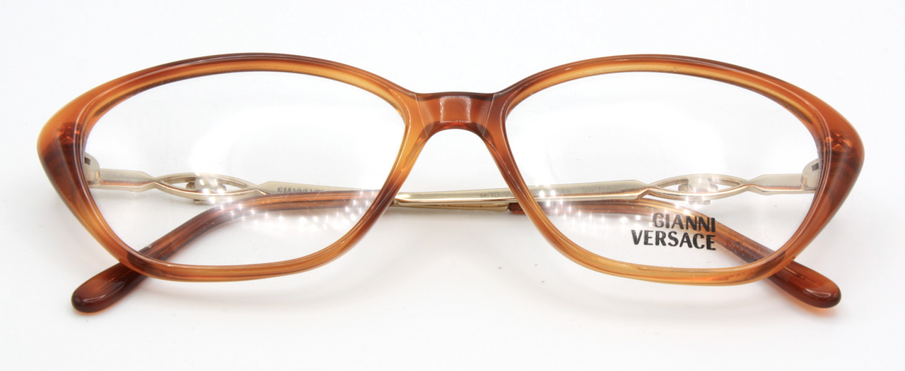 Vintage VERSACE Eyewear V28 1950's Style Classic Light Brown Spectacles In A 55mm Eye Size