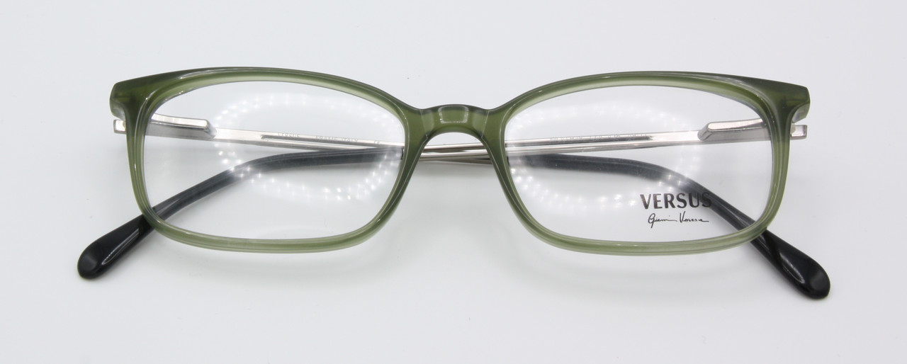 Vintage VERSACE Eyewear B78 Rectangular Green Spectacles With Silver Metal Arms 49mm Lens Size
