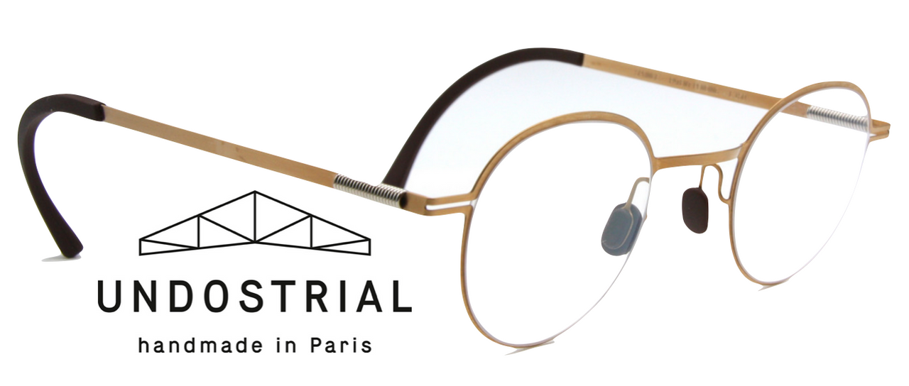A Undostrial SOFT GOLD SPRINGE 22 Prescription Glasses Hand Made in Paris | Stainless Steel Recyclable Eyewear Spring Design Temples 40mm Eye