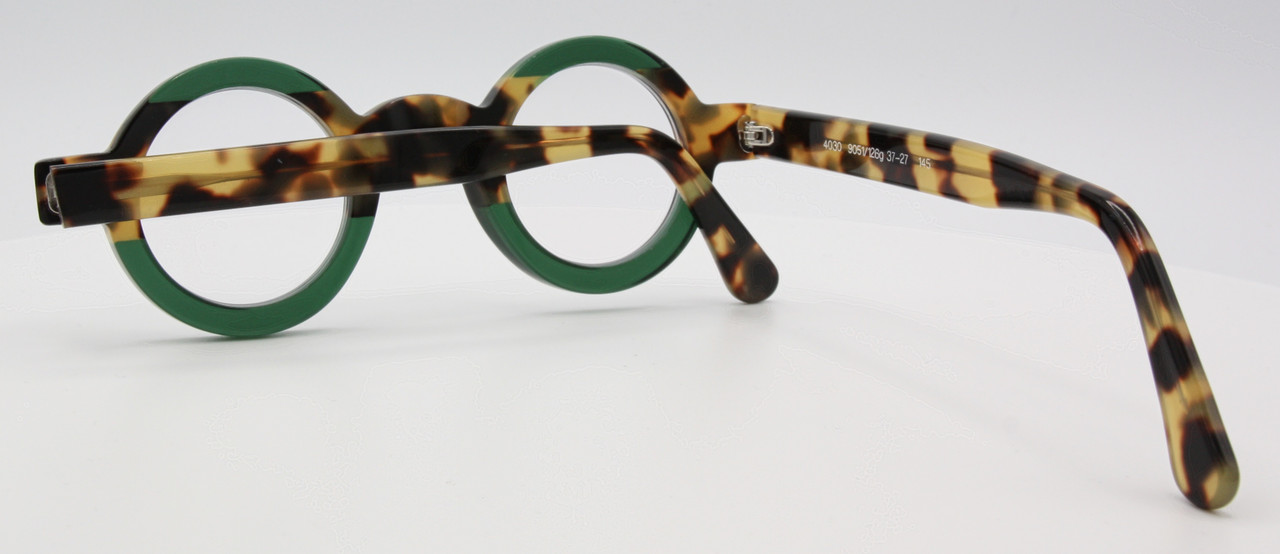 Wonderful True Round Glasses By Schnuchel 4030 Vintage Design Eyewear In A Green & Tortoiseshell Effect 37mm/43mm With Sun Clip