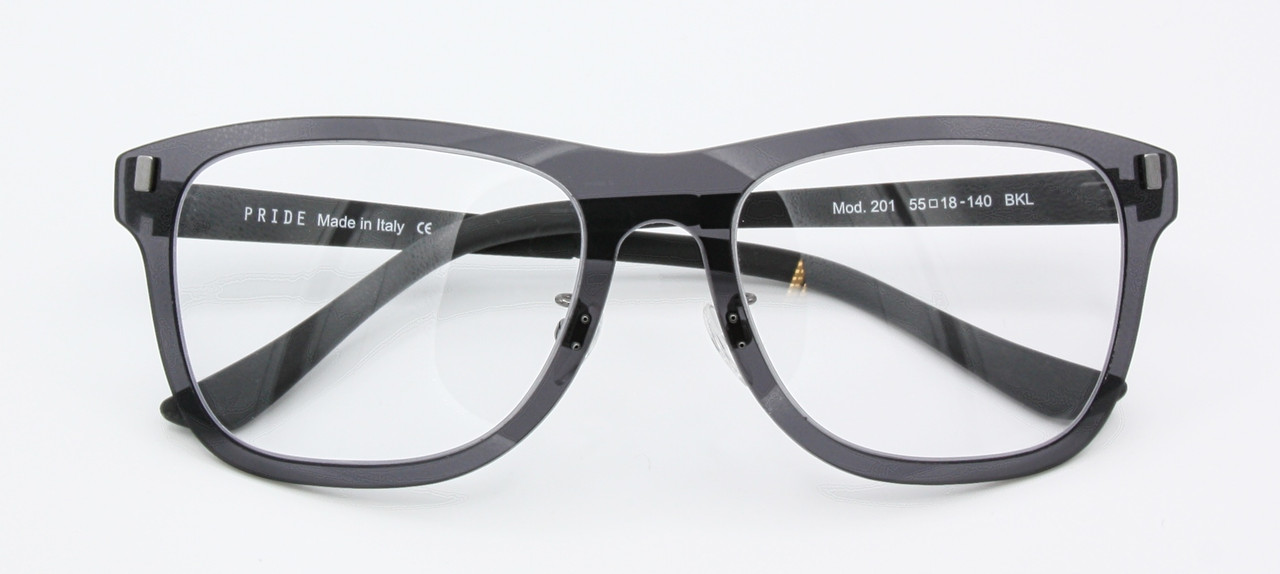 Hand Made Italian 201 Glasses By PRIDE Eyewear In A Transulcent Black Finish  55mm Eyesize