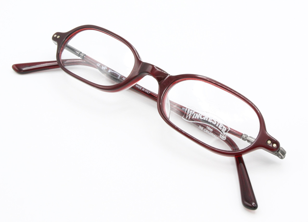 Small Style Oval Vintage Prescription Glasses By Winchester WM0103 In A Burgundy Finish