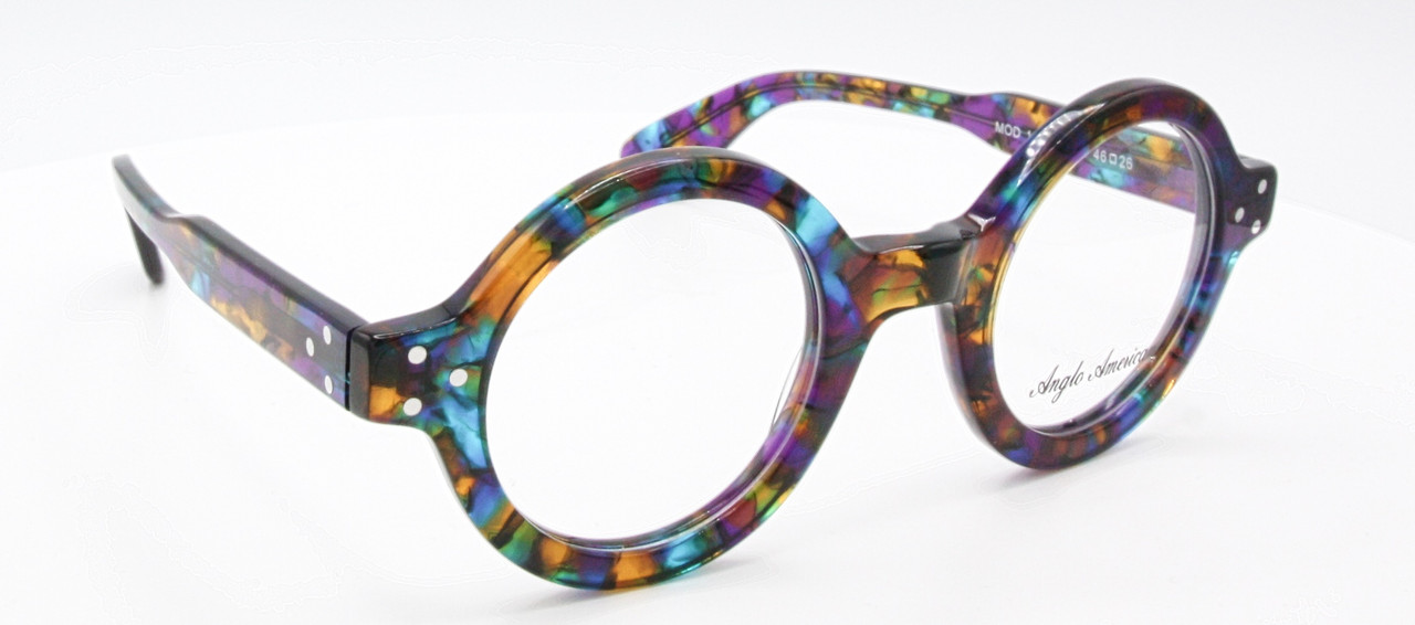 Thick Rim True Round 180E Prescription Glasses By Anglo American In a Multicoloured Finish - Superb!