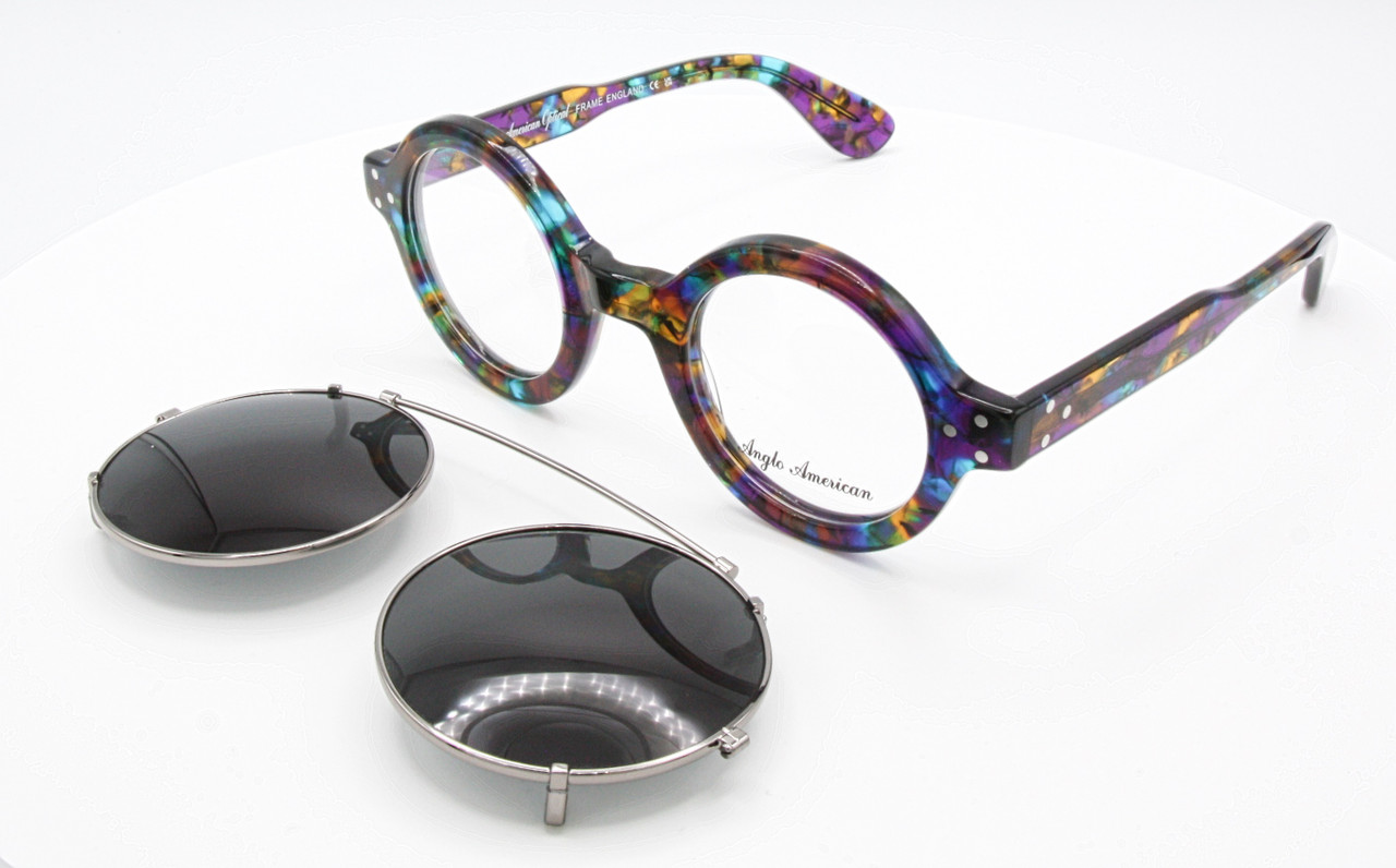 Superb Multicoloured Acetate 180E Glasses With Matching Clip On Sunglasses At www.theoldglassesshop.co.uk