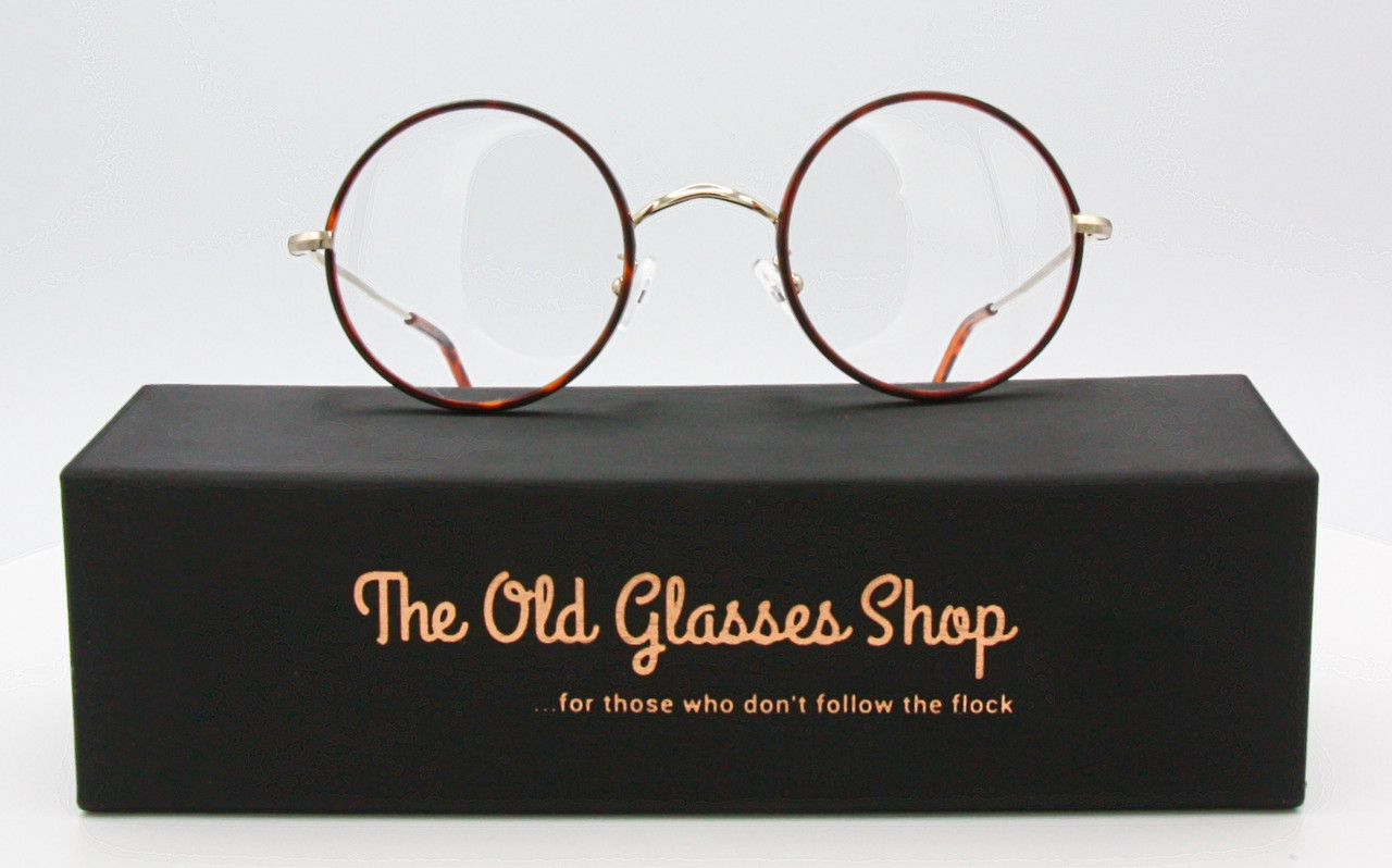 Round Cambridge Prescription Glasses By Beuren With Chestnut Rims And Either Curlsides Or Straight Arms 44mm Lens Size