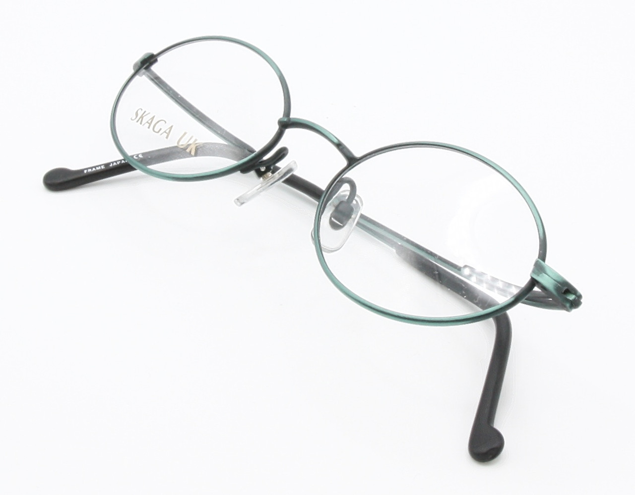 Matt Green Oval Glasses Frames By Skaga UK 48mm Lens Size And Bowed Temples