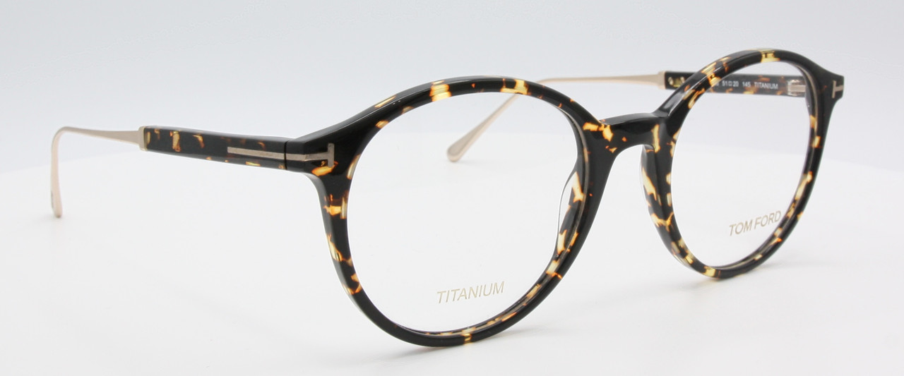 Tom Ford TF 5485 Panto Shaped Acetate & Titanium Spectacles In A Lovely Tortoiseshell Efffect Finish 51mm Eye Size