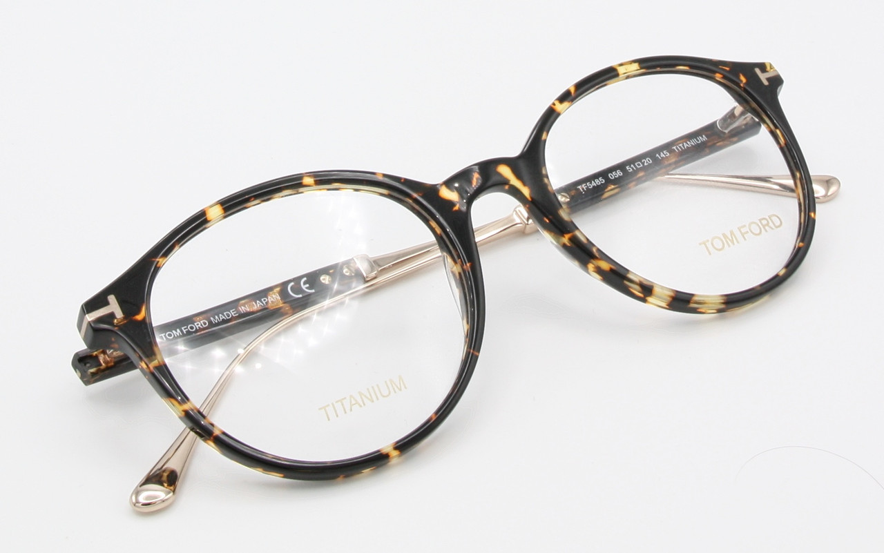 Tom Ford TF 5485 Panto Shaped Acetate & Titanium Spectacles In A Lovely Tortoiseshell Efffect Finish 51mm Eye Size