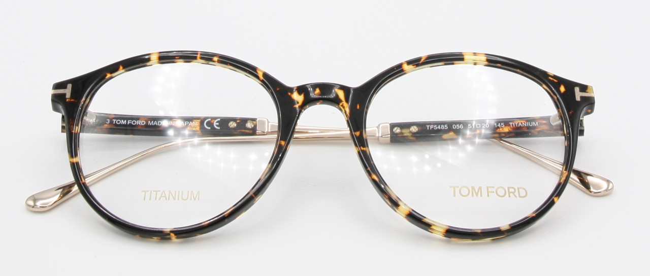 Tom Ford TF 5485 Panto Shaped Acetate & Titanium Spectacles In A Lovely Tortoiseshell Efffect Finish 51mm Eye Size