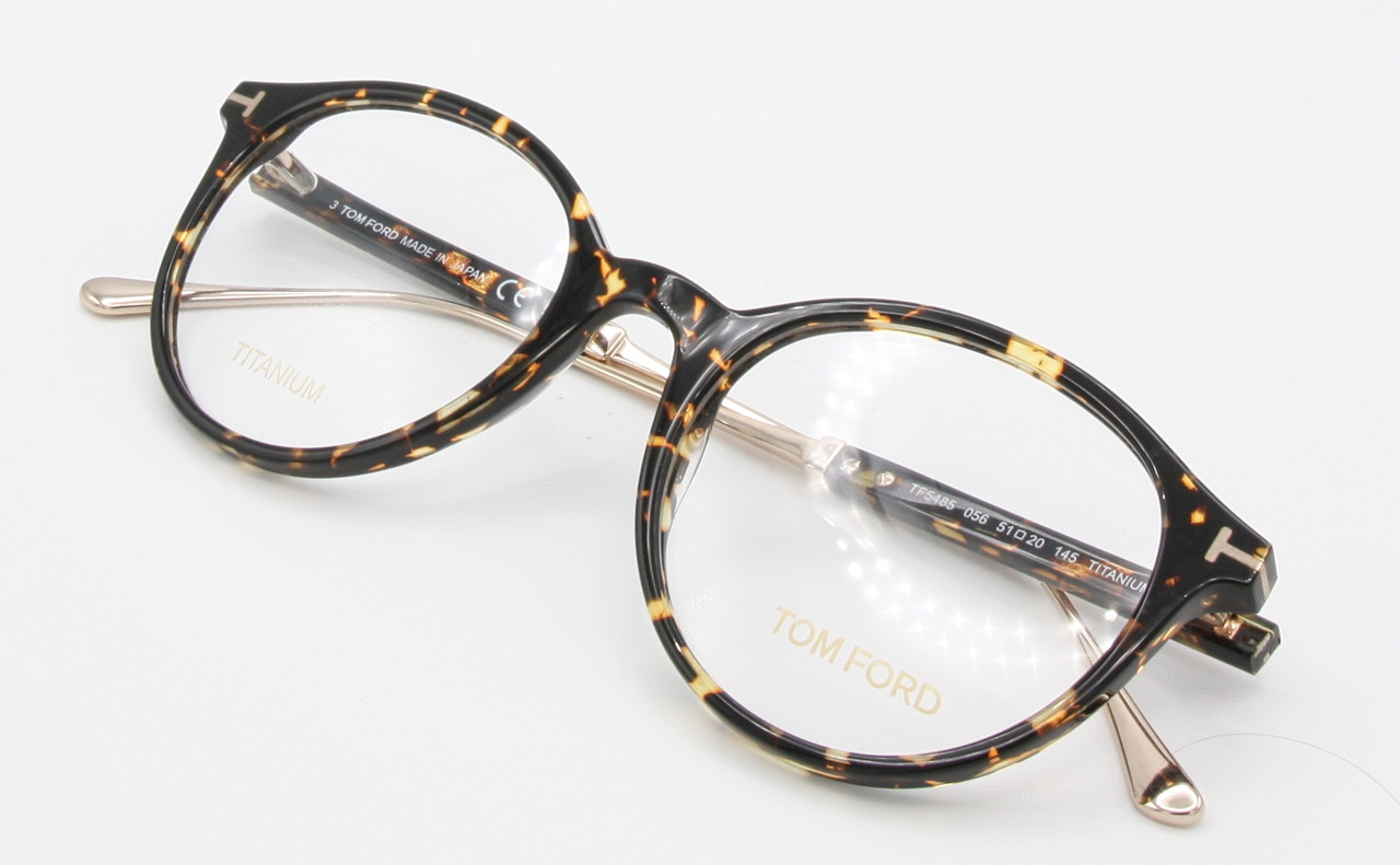 Tom Ford TF 5485 Panto Shaped Acetate & Titanium Spectacles In A Lovely Tortoiseshell Efffect Finish 51mm Eye Size