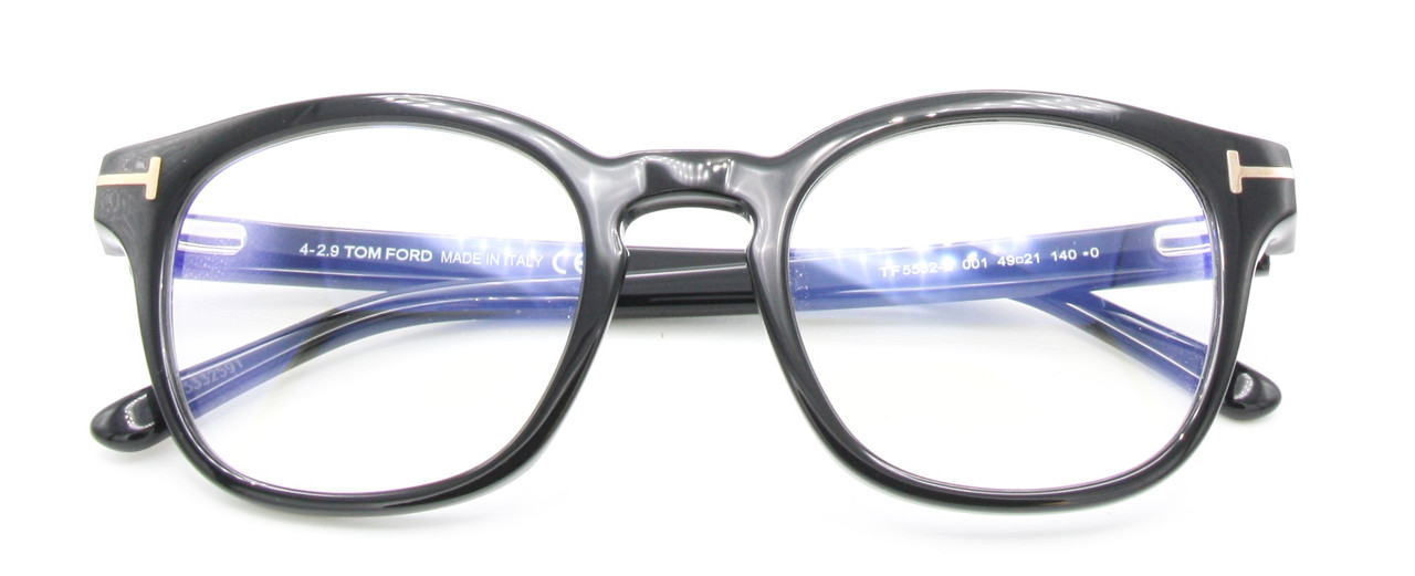 Square Style Prescription Glasses By Tom Ford 5532 In A Black Acetate Finish 49mm Eye Size