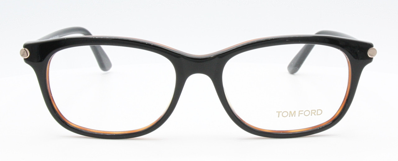 Two Tone Rectangular Eyeglasses By Tom Ford 5237 Spectacles In A Black & Tortoiseshell Acetate Finish  52mm Eye Size