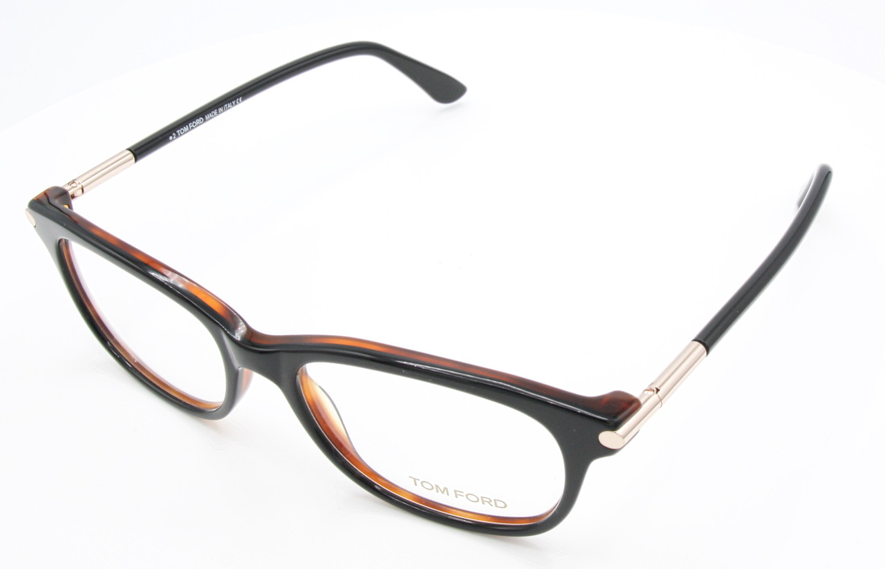Black and dark tortoiseshell prescription glasses by Tom Ford with sprung hinges at www.theoldglassesshop.co.uk