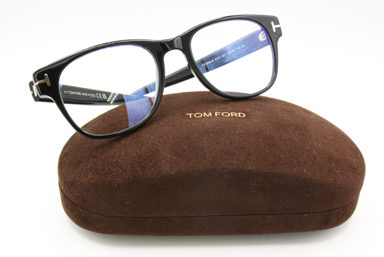 Designer Glasses By Tom Ford 5898  In A Black Acetate Finish  52mm Lens Size