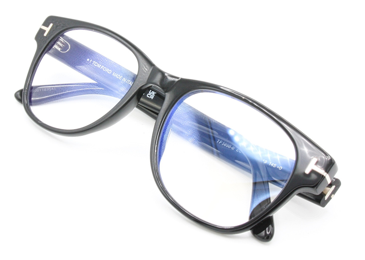 Designer Glasses By Tom Ford 5898  In A Black Acetate Finish  52mm Lens Size