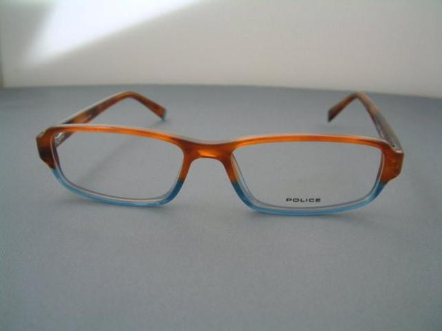 Police V1505 brown and blue two tone acrylic rectangle designer vintage frames