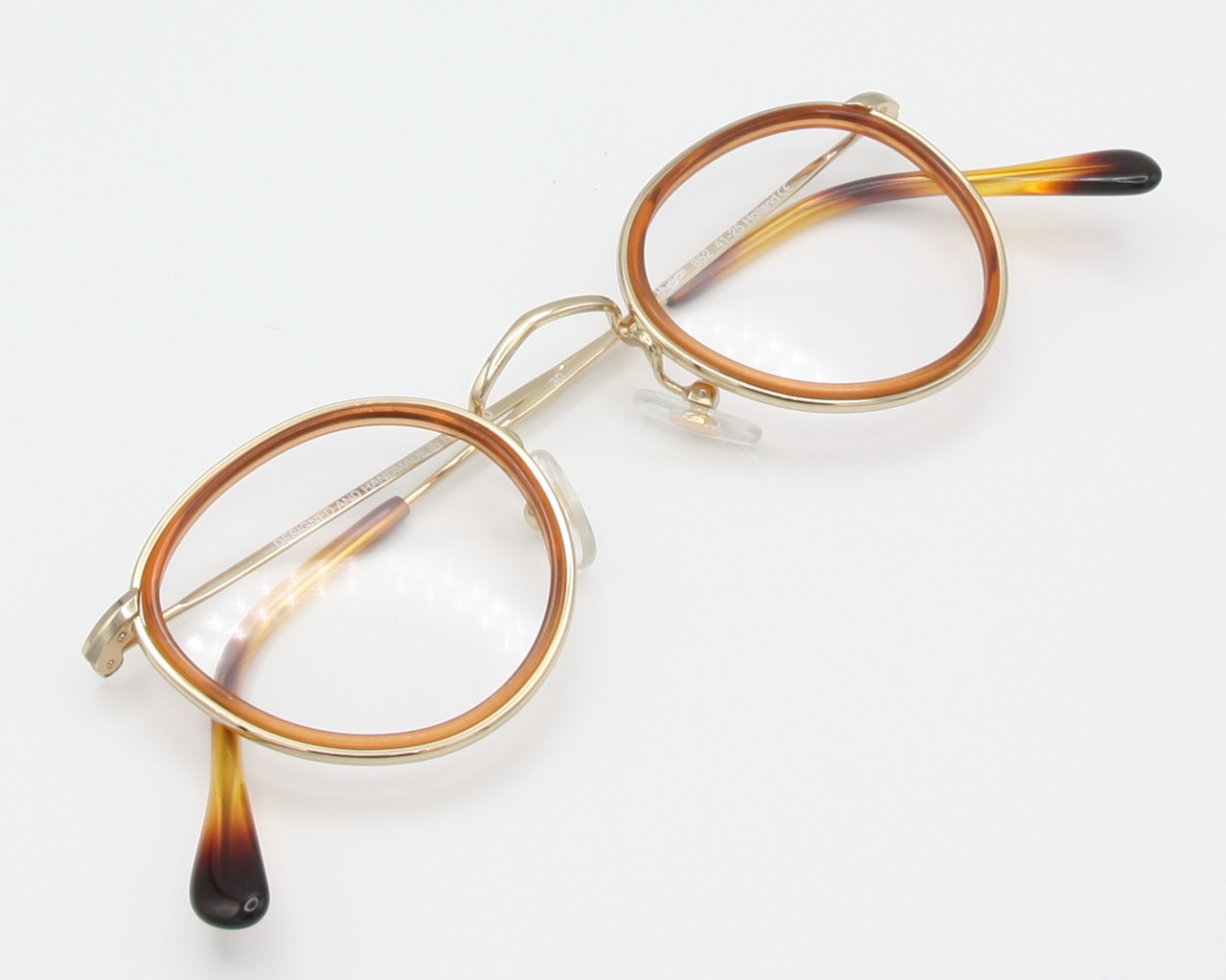 Panto Shaped Glasses Handmade In Holland Preciosa 852 Shing Gold With Tortoiseshell Effect Acetate Inserts