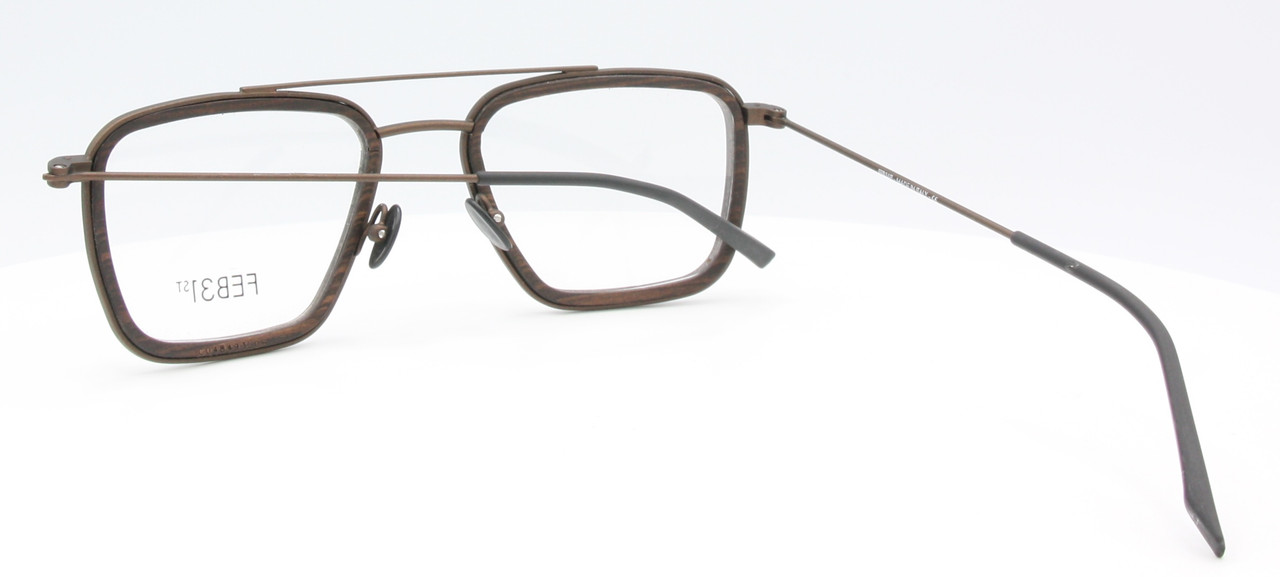 Superb Aviator Eyewear FEB31st JASON Dark Wood & Bronze Metal Combination Glasses Hand Made To Order In Italy