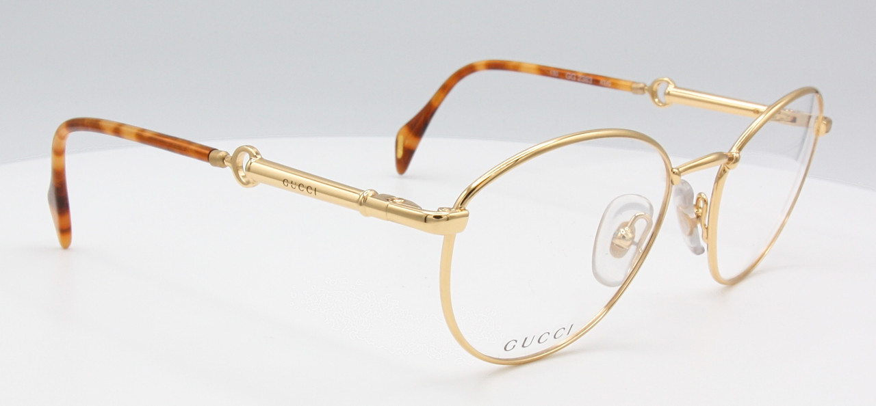 Designer Gucci 2383 Eyewear Panto Shaped Glasses In A Shiny Gold Metal Finish 51mm Eye Size