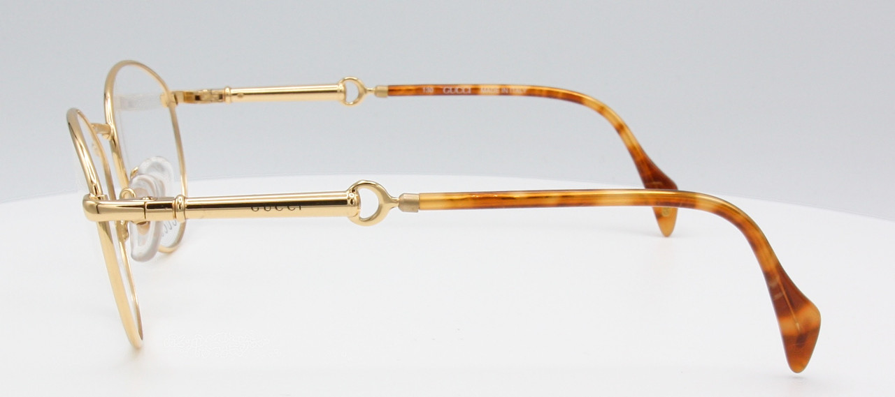 Designer Gucci 2383 Eyewear Panto Shaped Glasses In A Shiny Gold Metal Finish 51mm Eye Size