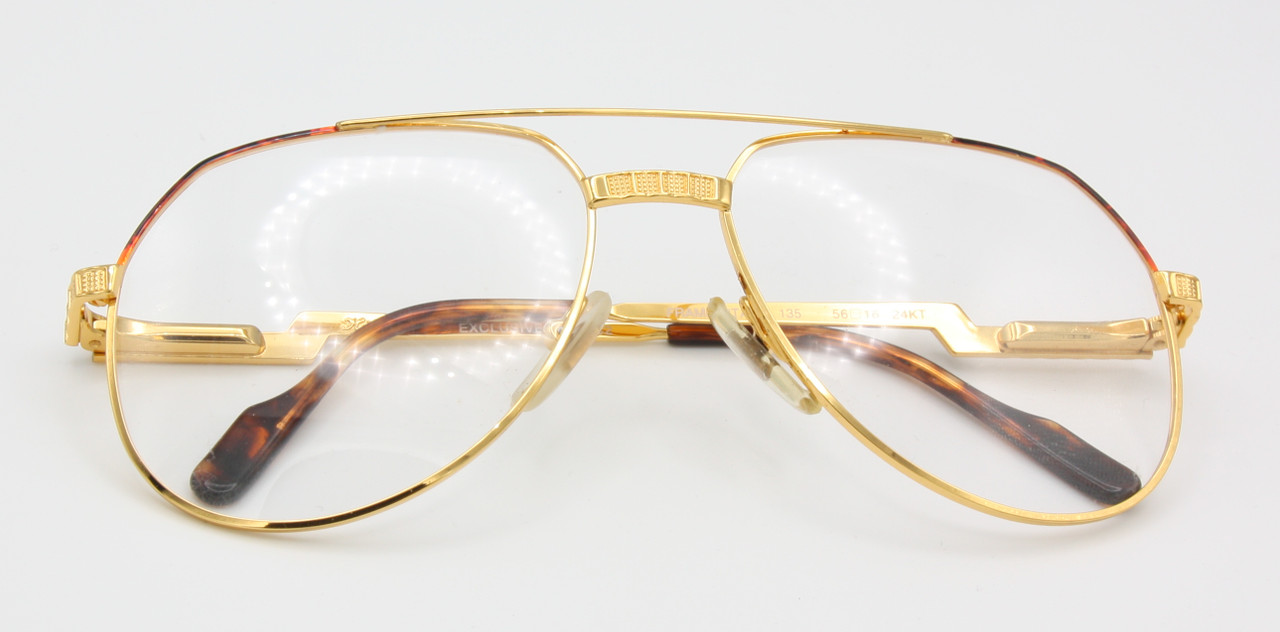  LUXURY 24kt Gold Plated Eyewear Hilton Exclusive 021 Aviator Vintage Glasses 56mm Eyesize