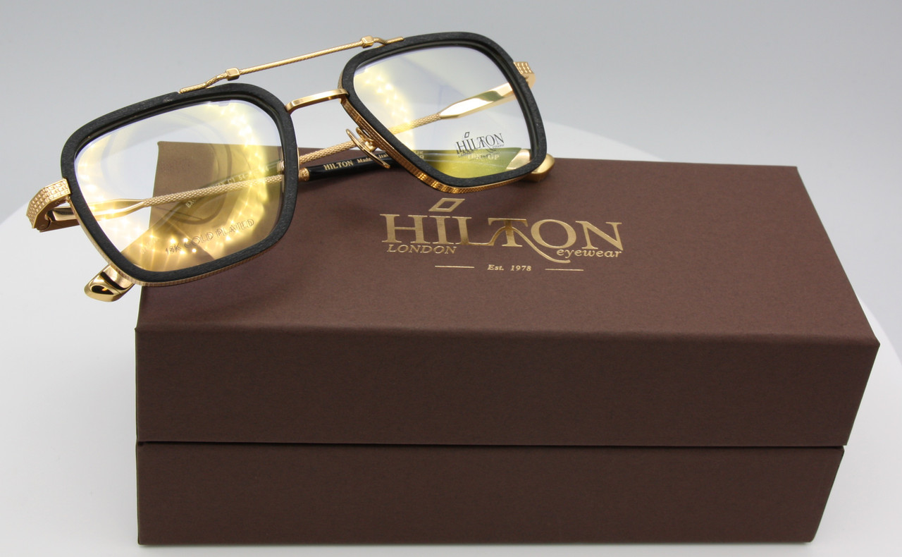 EXCLUSIVE 162 By Hilton 18kt Gold Plated Aviator Eyewear In Black & Gold 54mm Eye Size