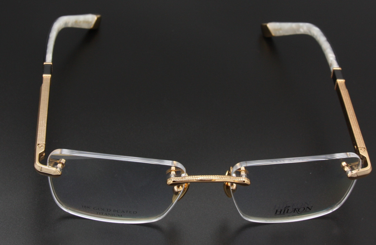 Hilton Exclusive BUCKINGHAM 1 Glasses 18kt Gold Plated Titanium Rimless Eyewear 56mm Eye Size
