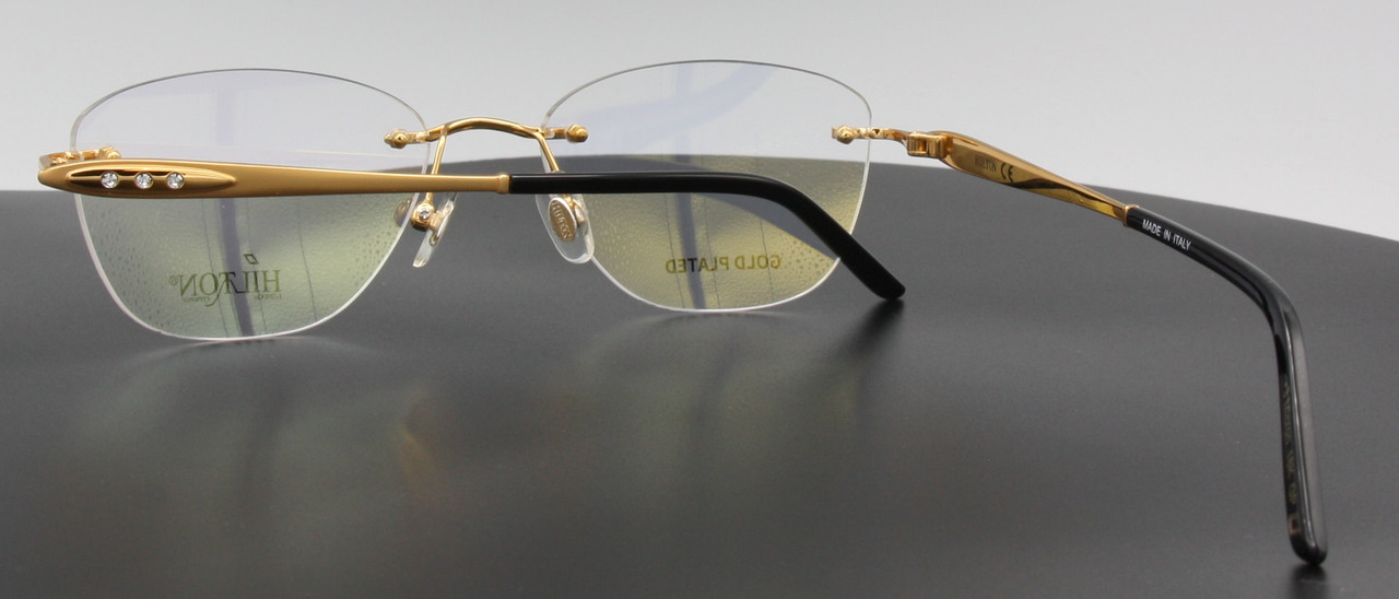 Lightweight Rimless Glasses Hilton Exclusive 152 18kt Gold Plated Eyewear 52mm Eye Size