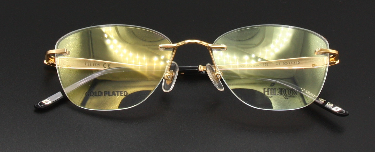 Lightweight Rimless Glasses Hilton Exclusive 152 18kt Gold Plated Eyewear 52mm Eye Size