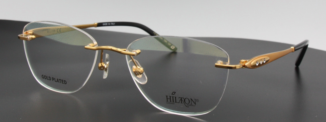 Lightweight Rimless Glasses Hilton Exclusive 152 18kt Gold Plated Eyewear 52mm Eye Size