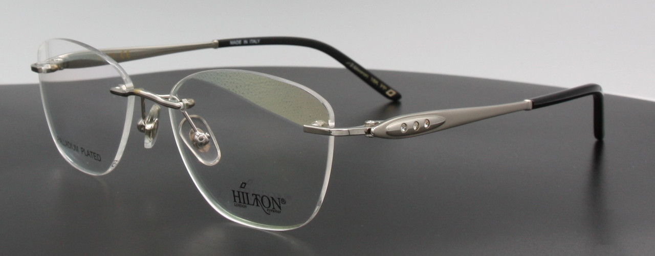 18kt Palladium Plated Glasses Hilton Exclusive 152 Silver Rimless Eyewear
