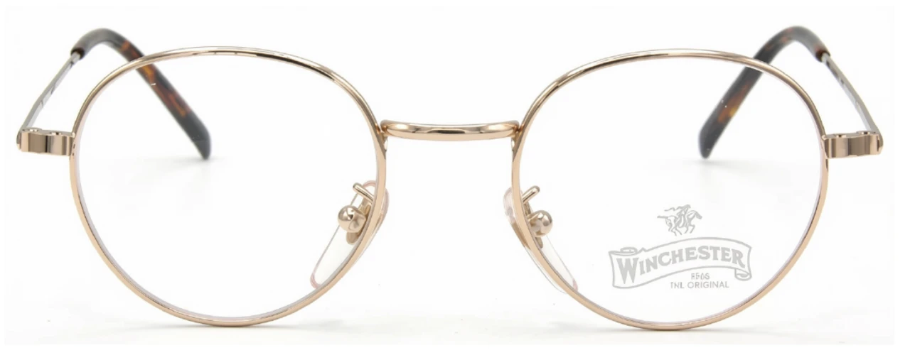 Winchester BULL small panto shaped eyewear in shiny gold metal at The Old Glasses Shop