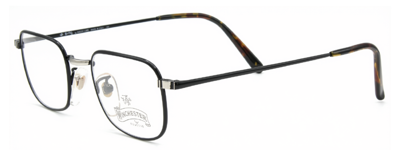 Red Cloud by Winchester small glasses in a black and silver finish, square style lenses.
