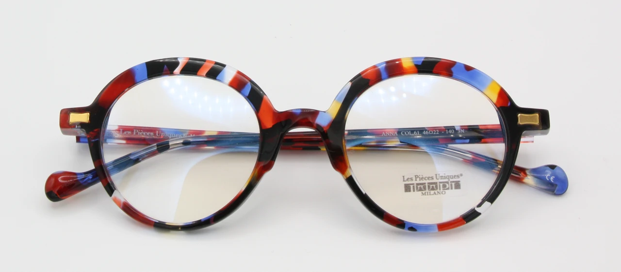 Colourful ANNA Glasses By Les Pieces Uniques Round Style Eyewear In Multicoloured Acetate 46mm Lens Size