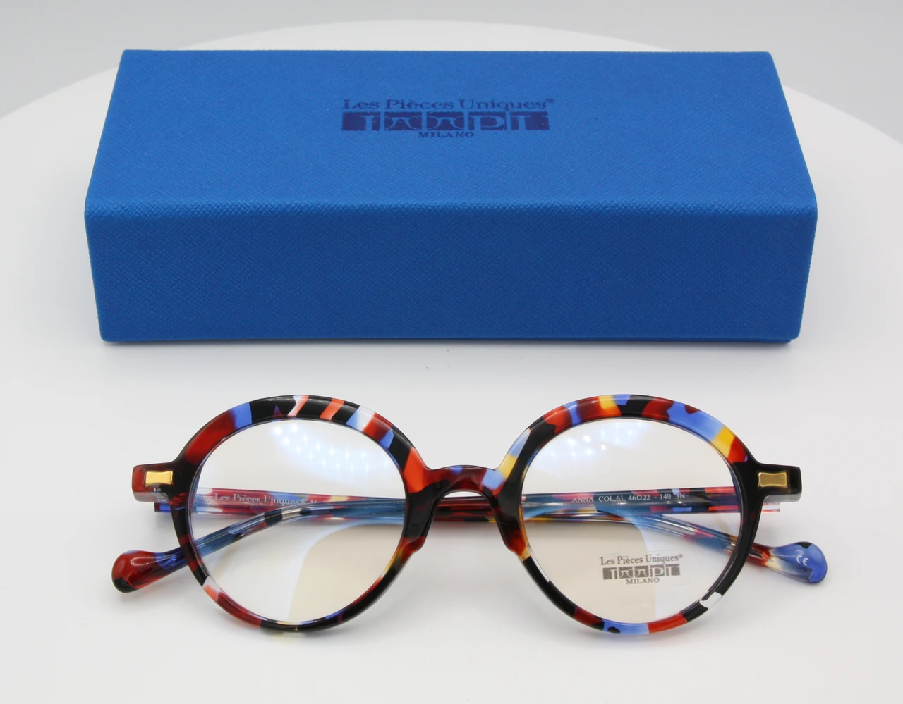 Colourful ANNA Glasses By Les Pieces Uniques Round Style Eyewear In Multicoloured Acetate 46mm Lens Size