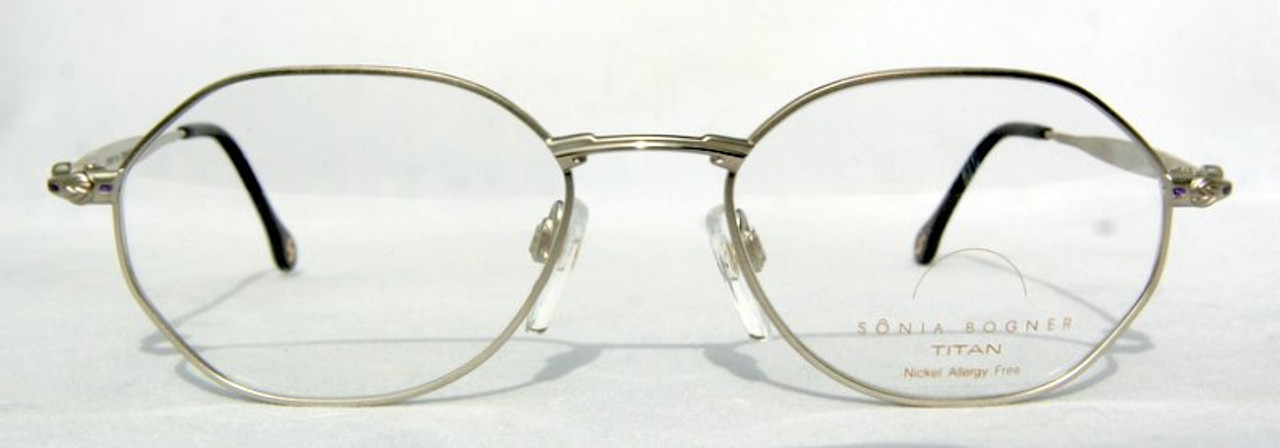 Sonia Bogner 7526 vintage designer hexagonal silver metal frames