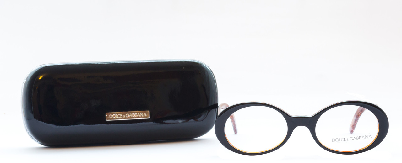 ONLY 2 LEFT! Black And Turtle Vintage Oval Dolce & Gabbana DG 507 Acrylic Prescription Glasses