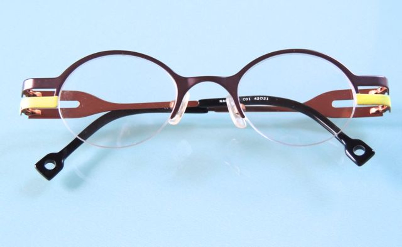 Sara-Eliris round metal glasses frames in two tone effect Metallic Purple and Yellow