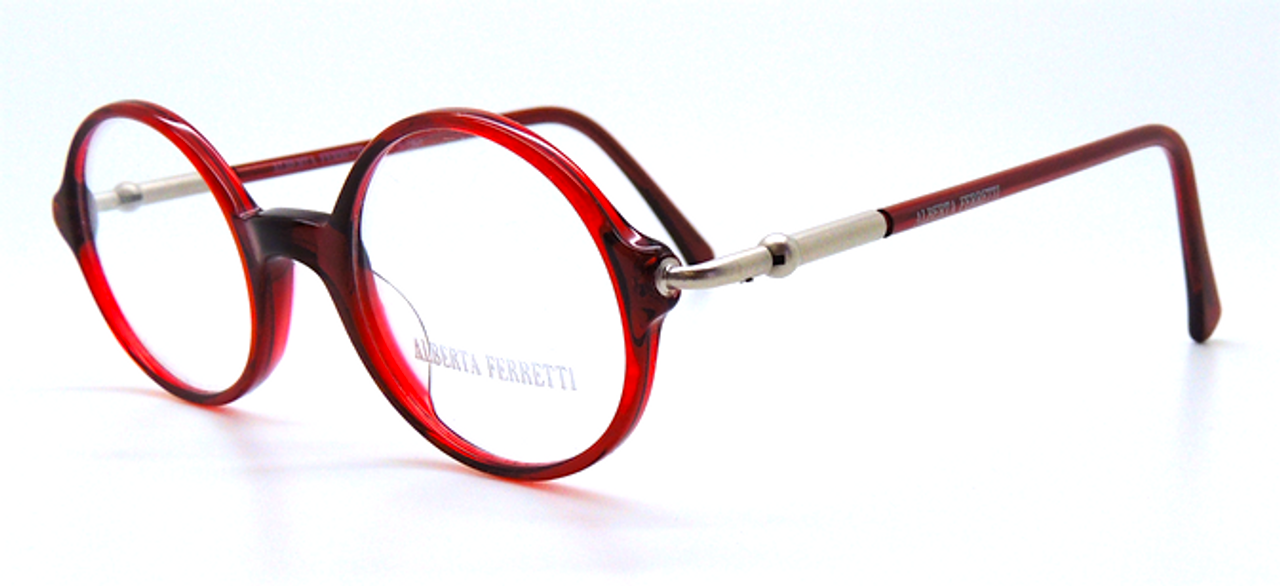 Round Style Glasses In Red Acrylic By Alberta Ferretti At www.theoldglassesshop.co.uk