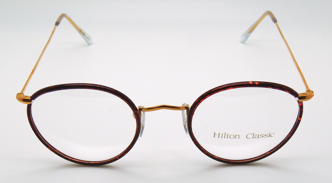 VINTAGE HILTON 14kt Rolled Gold Shiny Gold Panto Frames With Chestnut 49mm Rims