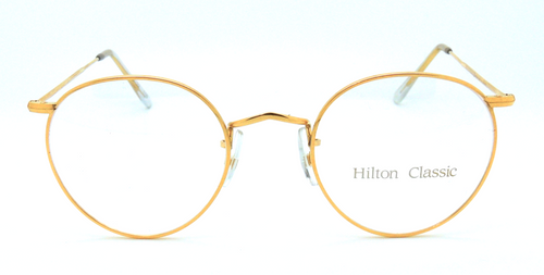 Hilton Classic Small Panto Shaped Shiny Gold Eyewear At The Old Glasses Shoop Ltd