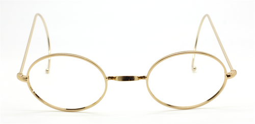 Oval Shiny Gold Eyewear With Saddle Bridge & Hooked Ear Pieces At www.theoldglassesshop.co.uk