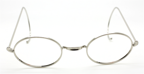 Shiny Silver Metal Hypoallergenic Glasses With Saddle Bridge & Hooked Ear Pieces At www.theoldglassesshop.co.uk