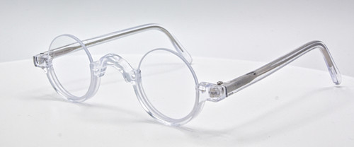 Clear acetate lower half rimmed spectacles hand made in Germany by Schnuchel can be bought at www.theoldglassesshop.co.uk